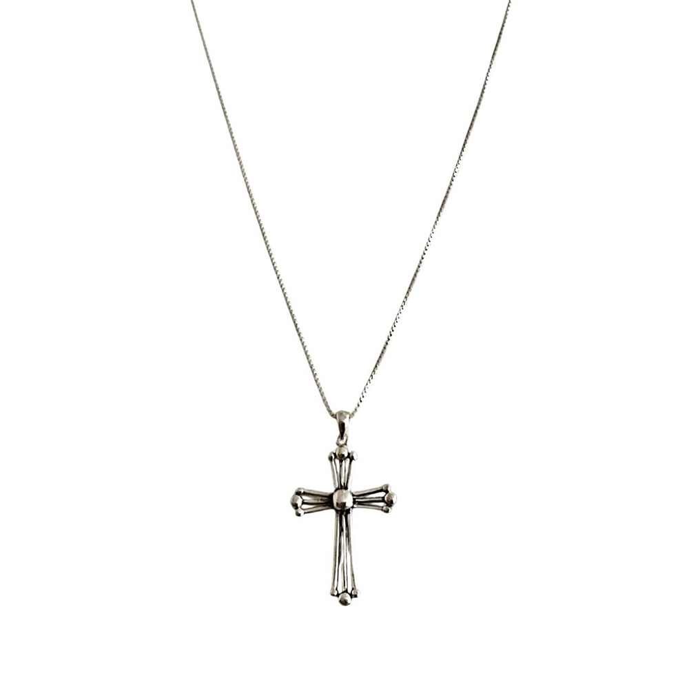 Vintage Genuine Sterling Silver Cross Necklace